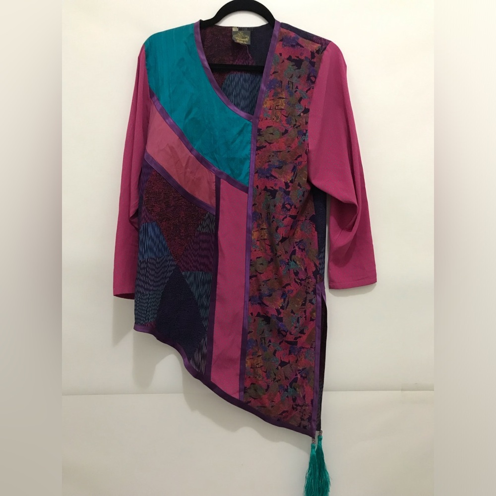Shepherds Australia Colorful Patchwork Asymmetrical Top Size S